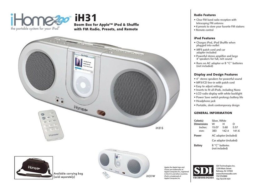 iHome290 iH31 Specifications