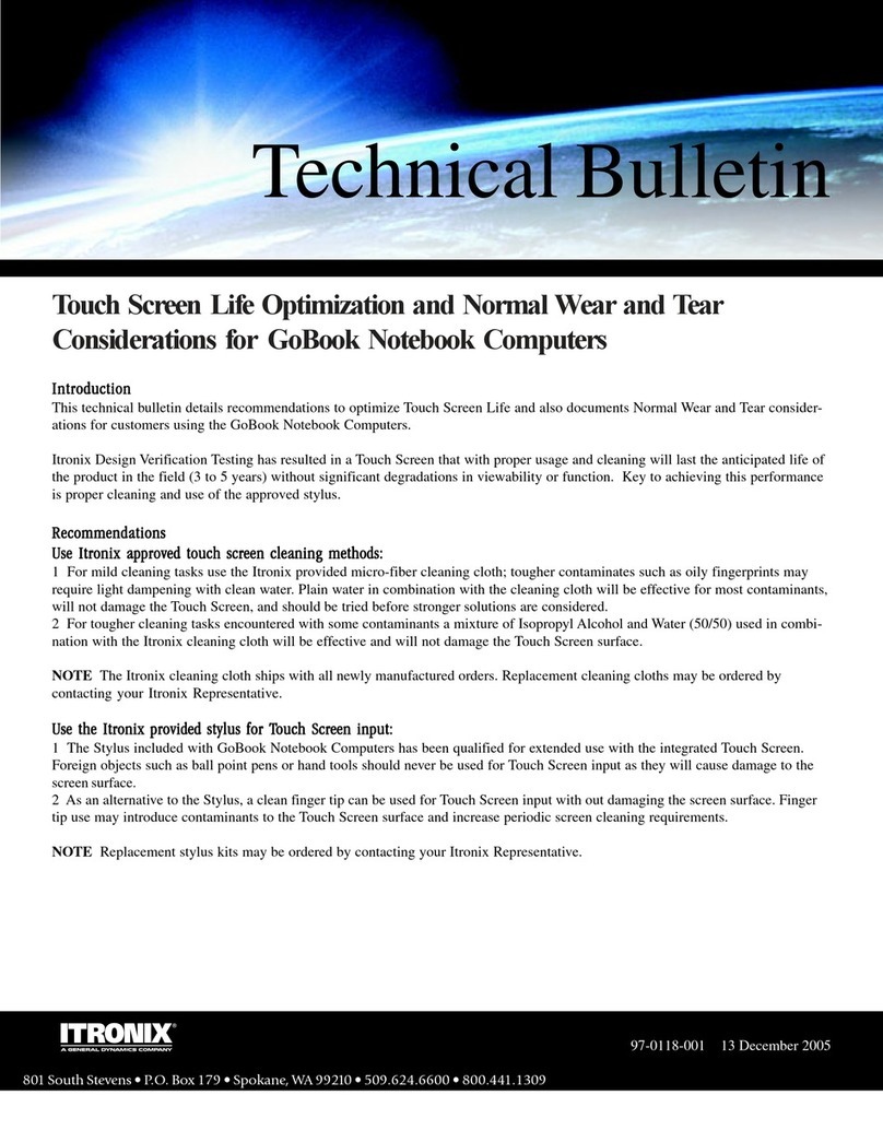 Itronix GoBook II Product support bulletin