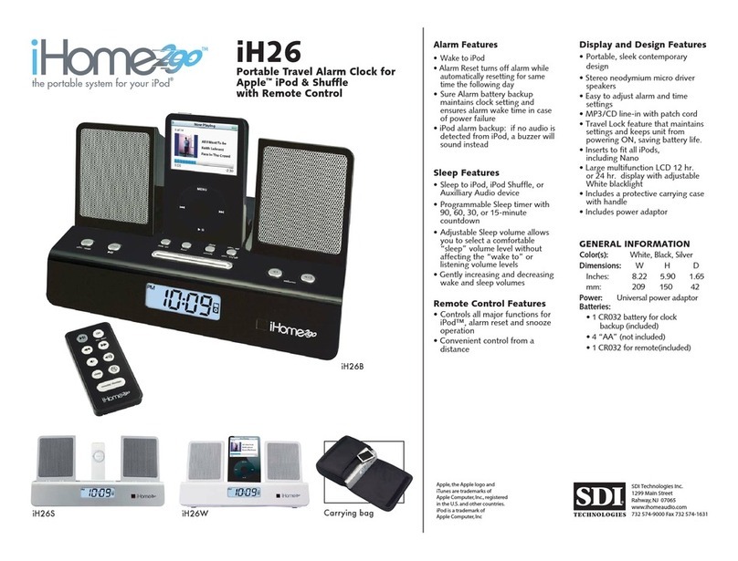 iHome290 iH 26 Specifications
