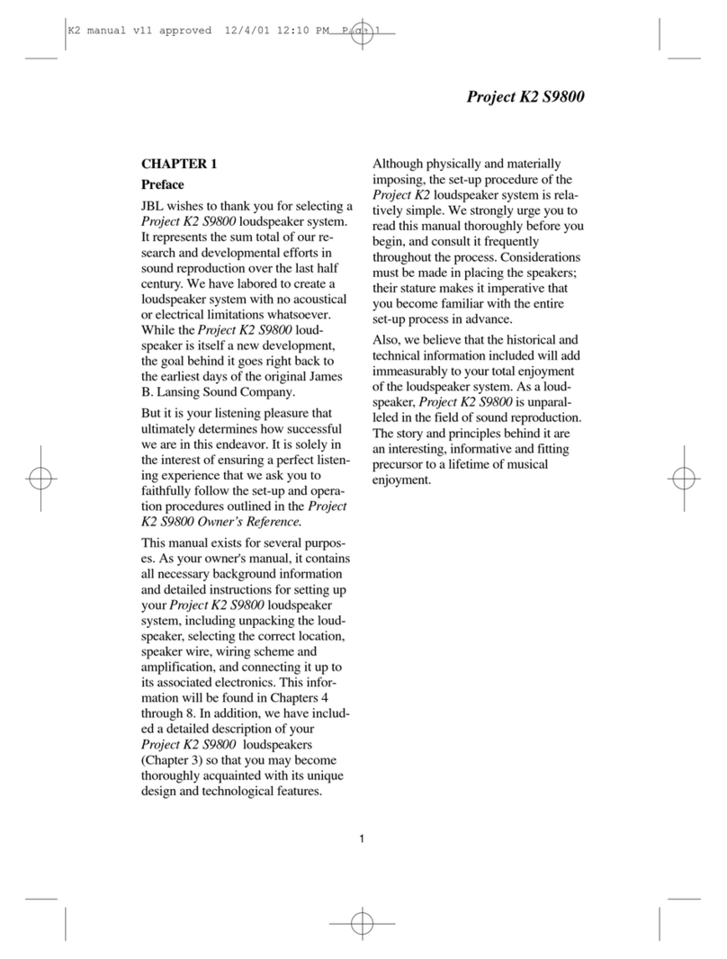 JBL Project K2 S9800 owner's manual