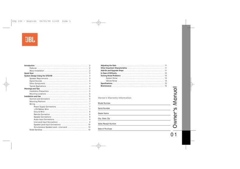 JBL GTQ 190 owner's manual
