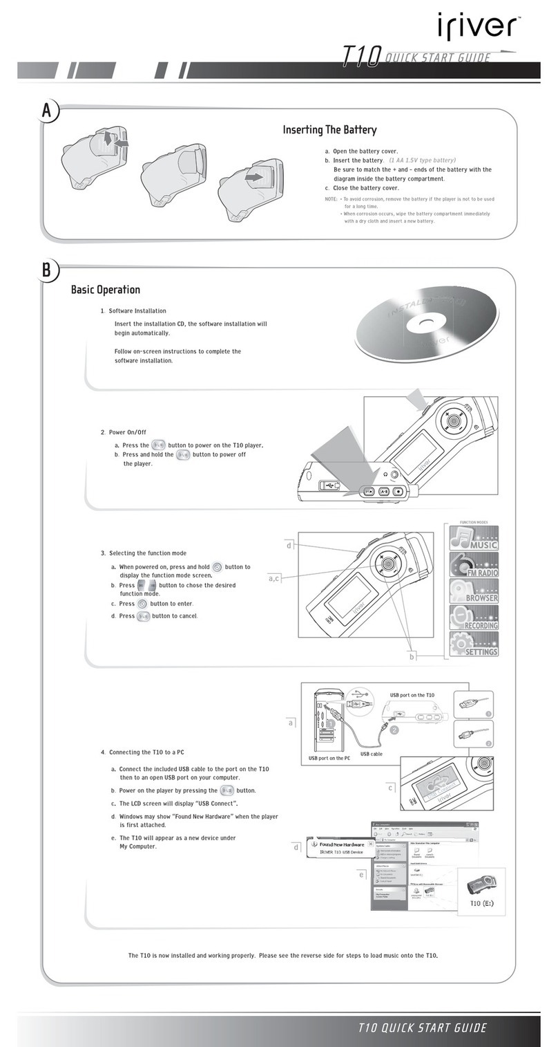 IRiver T10 1GB quick start guide