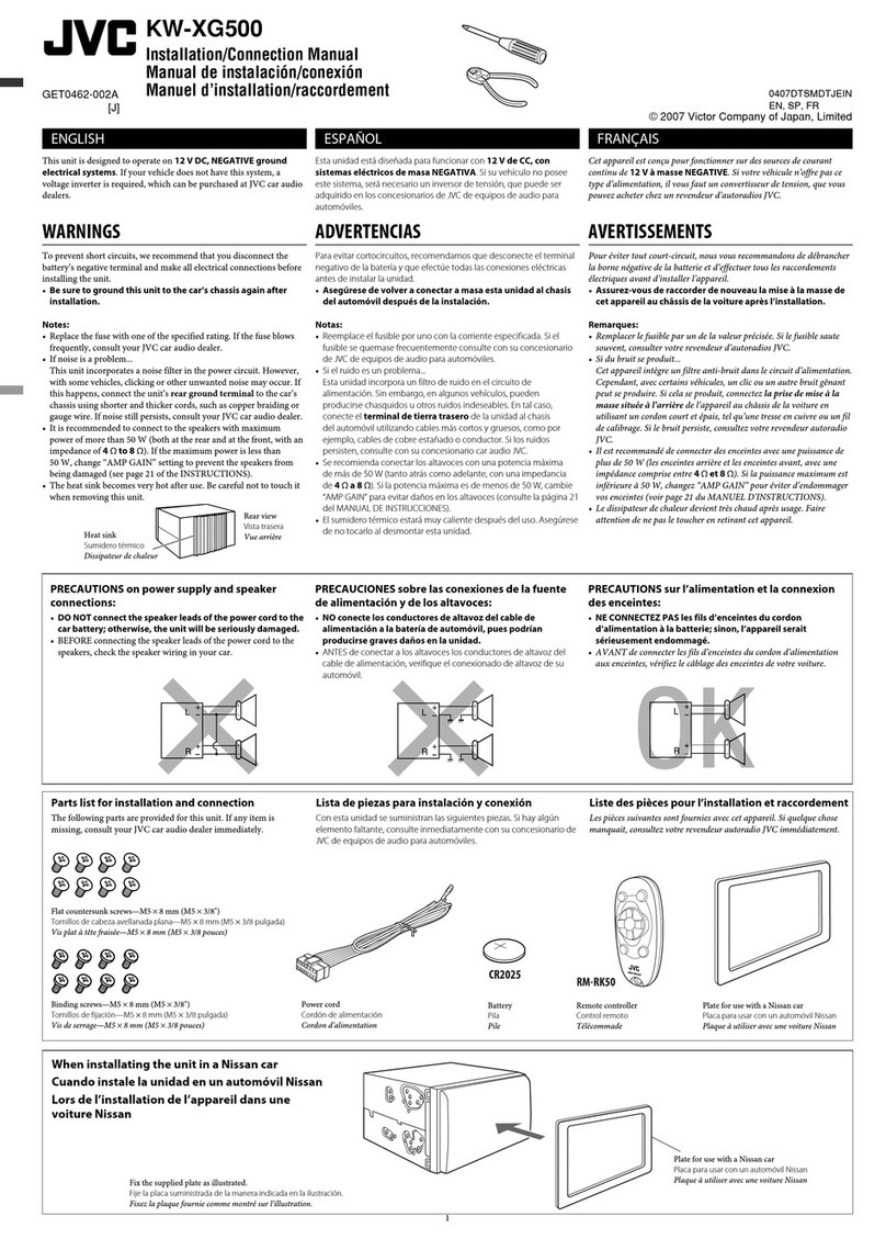 JVC KW-XG500 - Radio / CD Player Guide