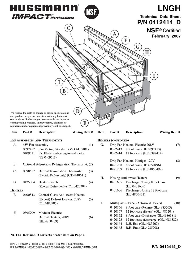 Hussmann IMPACT LNGH Technical data sheet