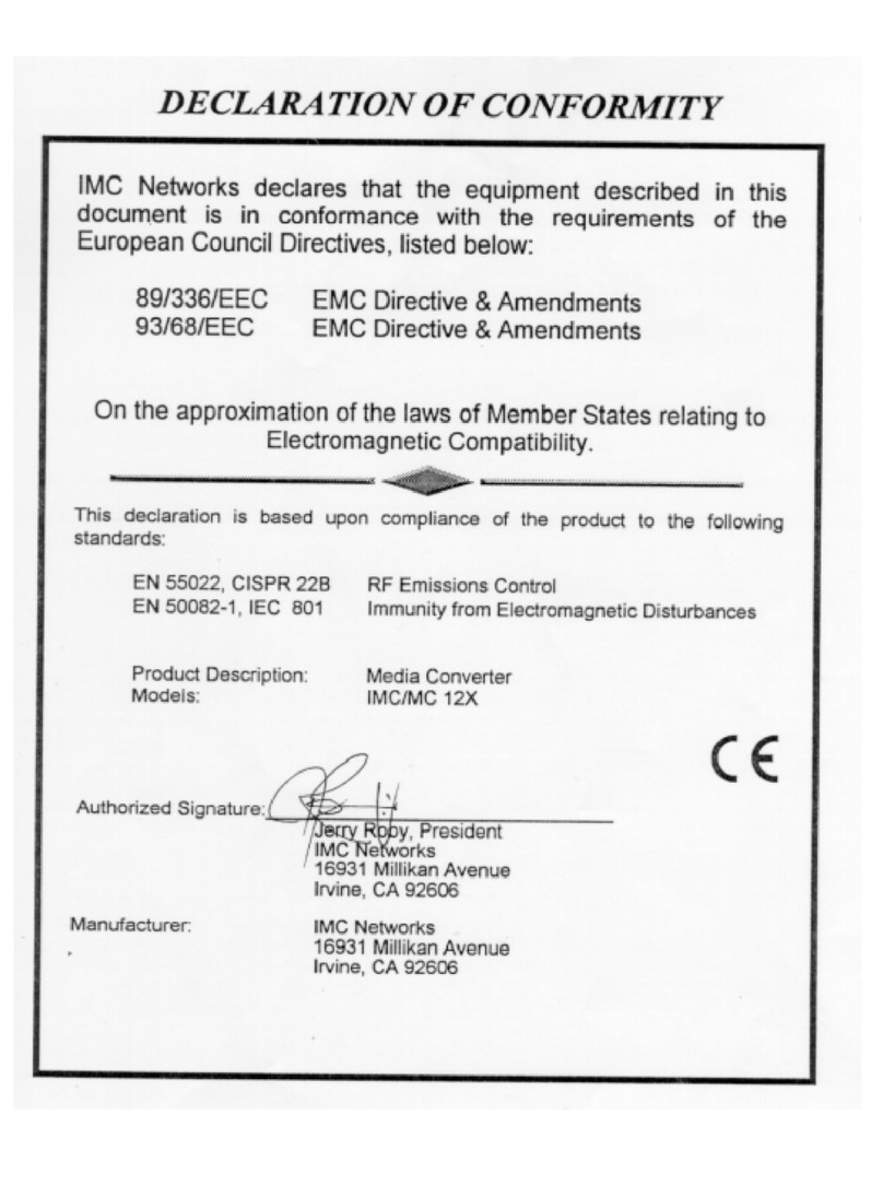 IMC Networks IMC/MC 12X Manual