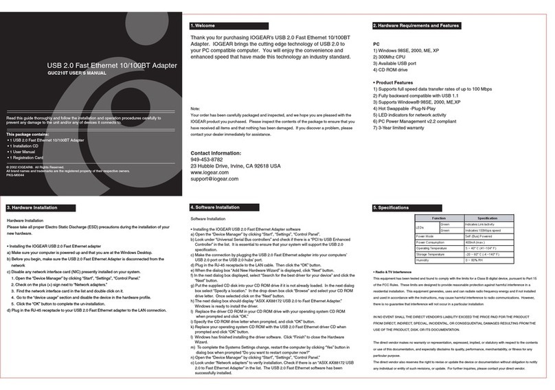 IOGear GUC210T User manual