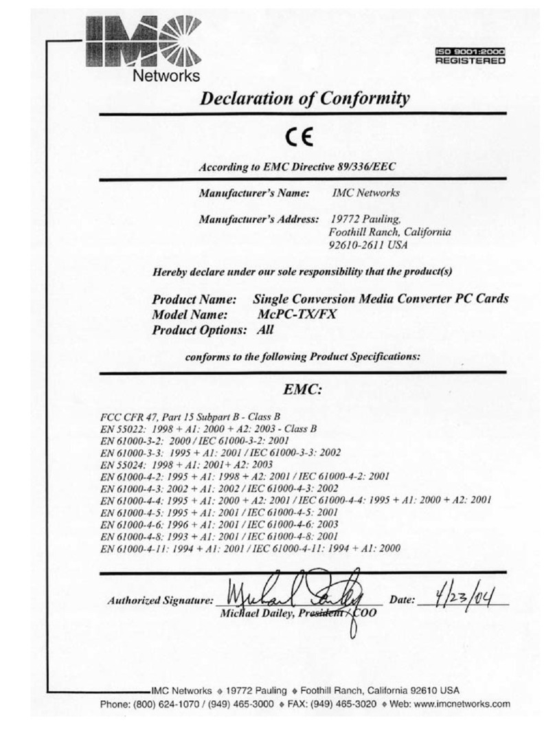 IMC Networks McPC-TX-FX Manual