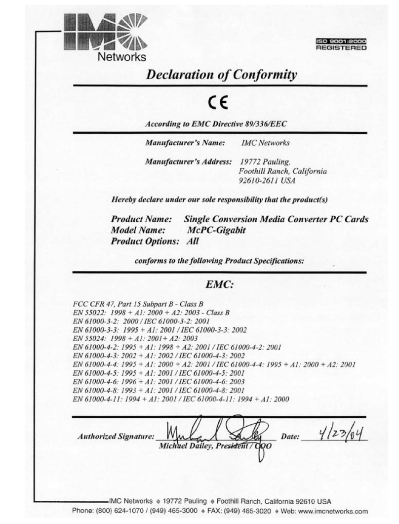 IMC Networks McPc-Gigabit Manual