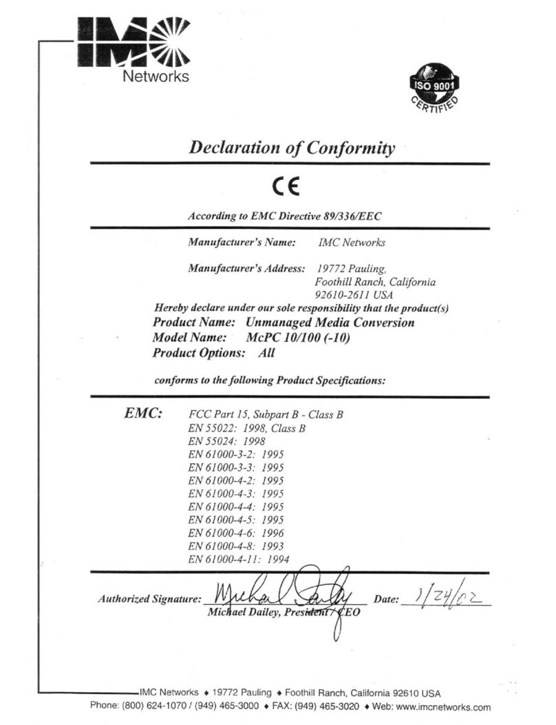 IMC Networks McPC 10/100 supplementary guide
