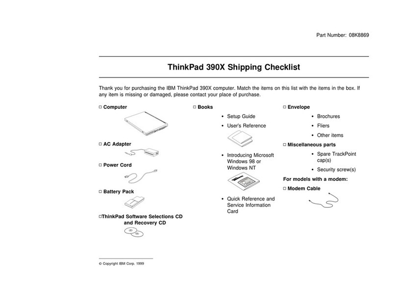IBM ThinkPad 390X Dimensions IBM ThinkPad 390X Dimensions