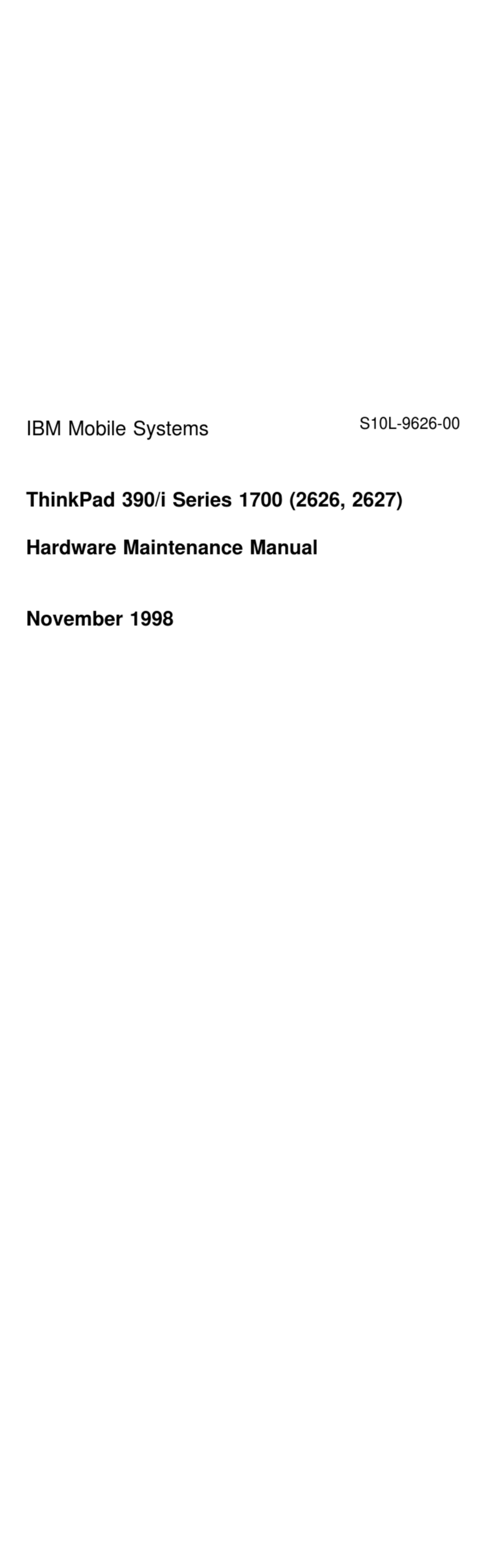 IBM ThinkPad 390 Owner's manual