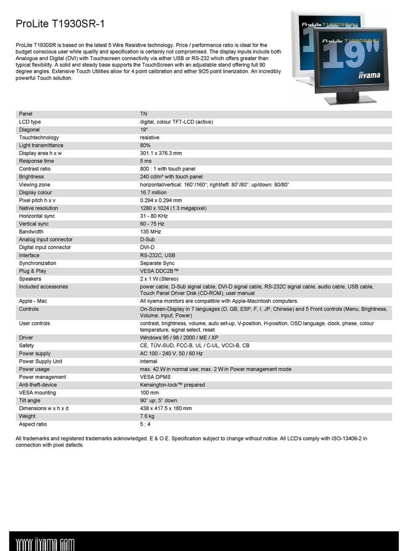 Iiyama Pro Lite T1930SR-1 User manual