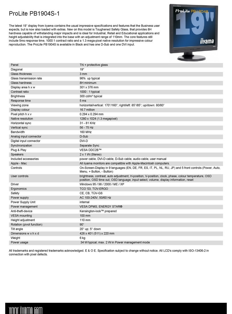 Iiyama Pro Lite PB1904S-1 User manual