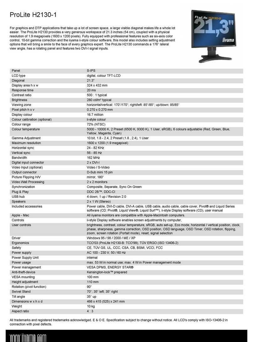 Iiyama Pro Lite H2130 User manual