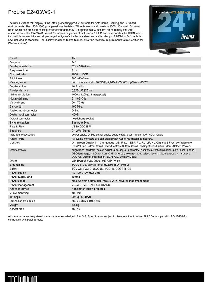 Iiyama Pro Lite E2403WS-1 User manual