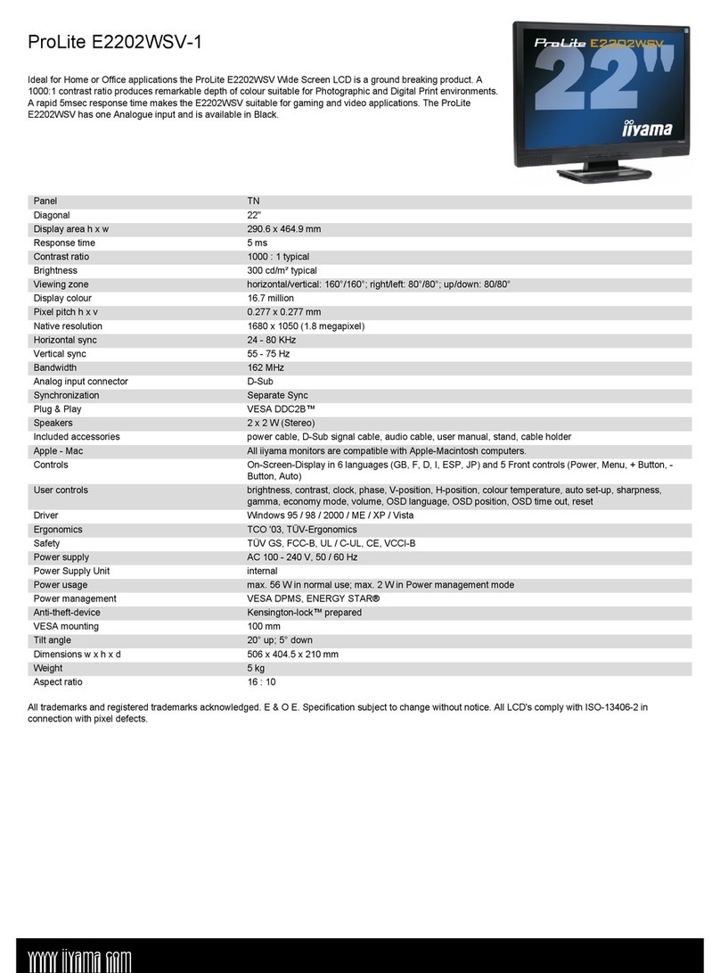 Iiyama Pro Lite E2202WSV-1 User manual