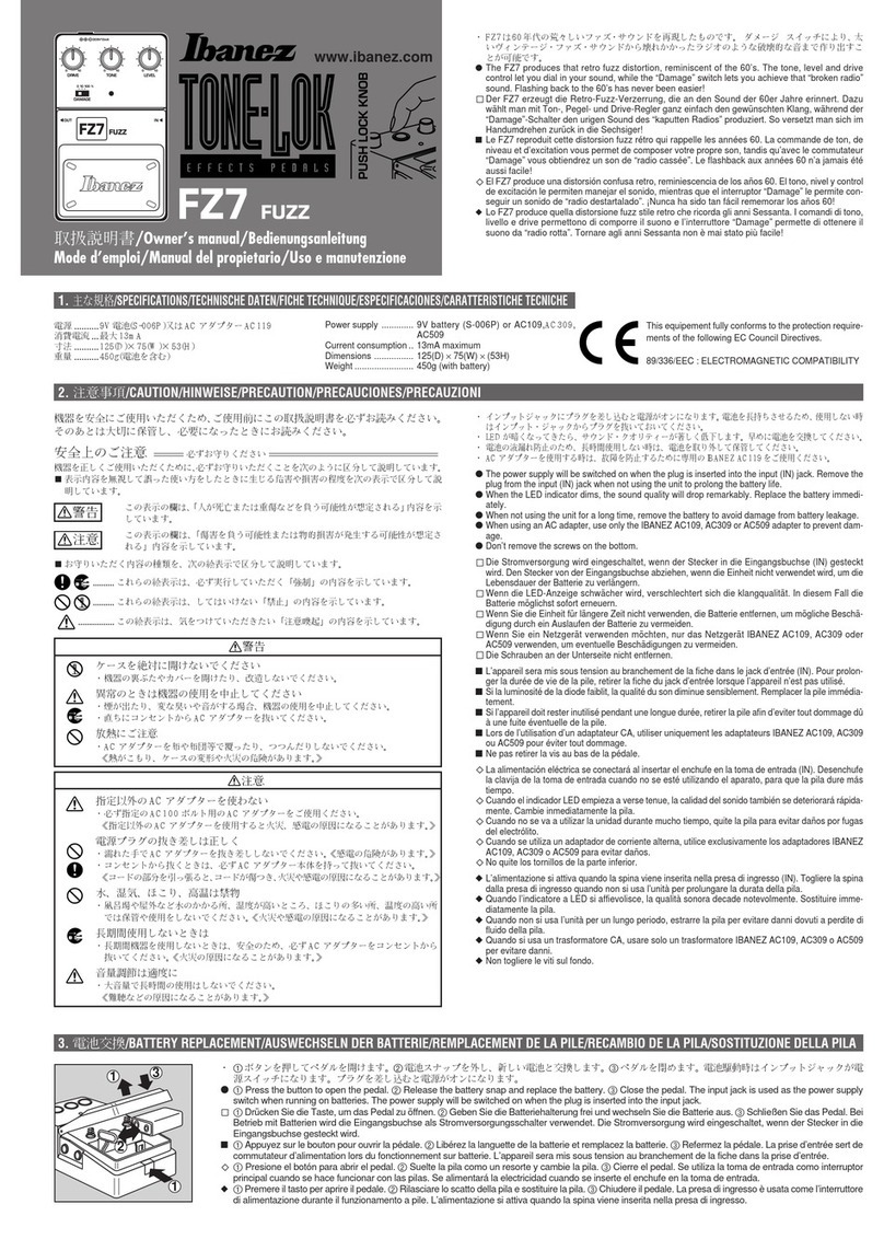 Ibanez Tone-Lok FZ7 Fuzz User manual