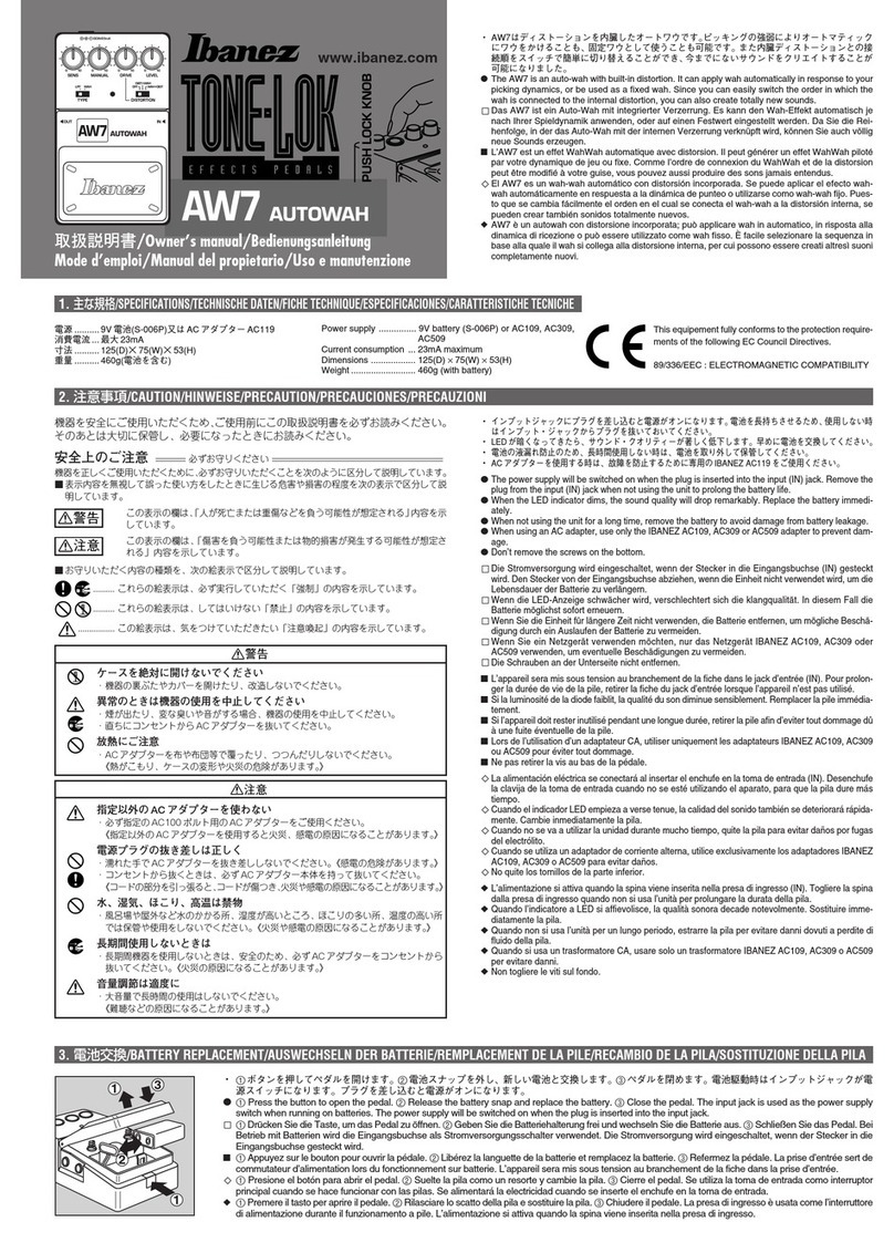 Ibanez Tone-Lok AW7 User manual Ibanez Tone-Lok AW7 User manual