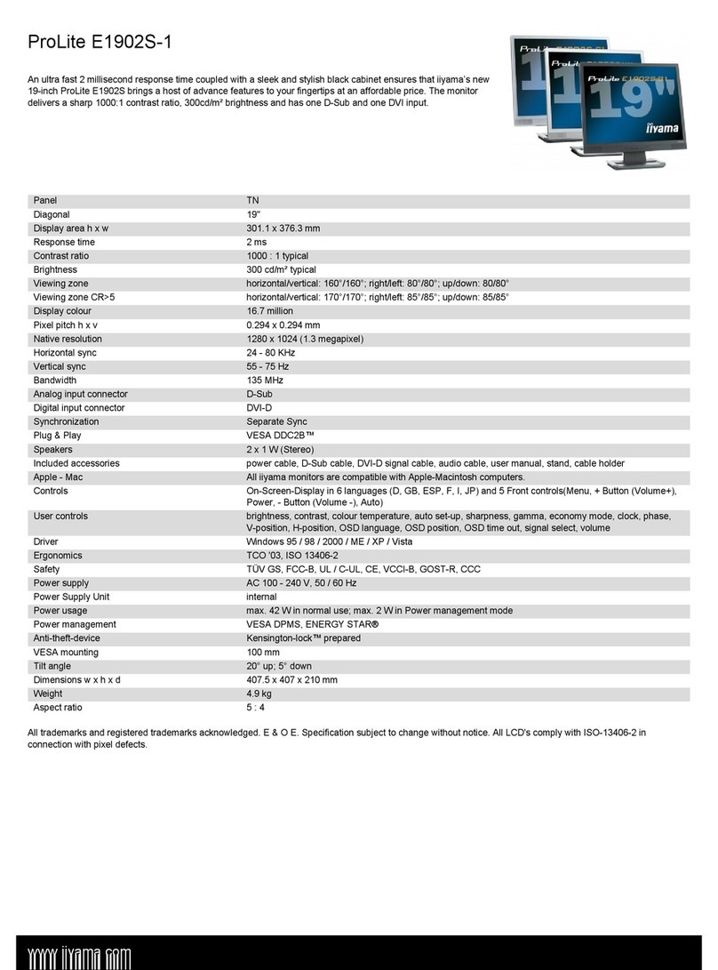 Iiyama Pro Lite E1902S-1 User manual
