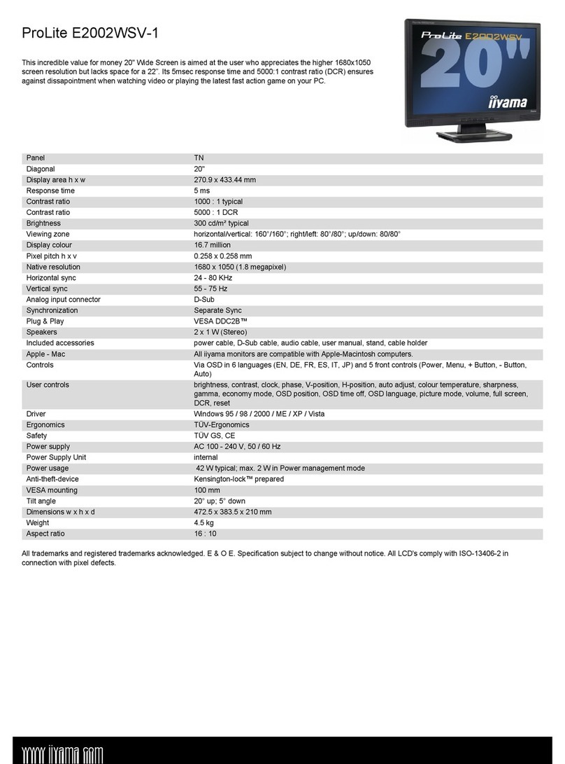 Iiyama Pro Lite E2002WSV-1 User manual
