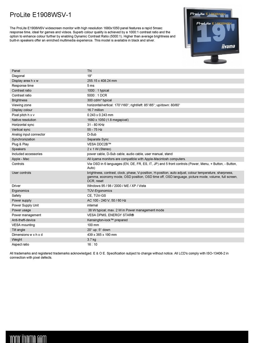 Iiyama Pro Lite E1908WSV-1 User manual