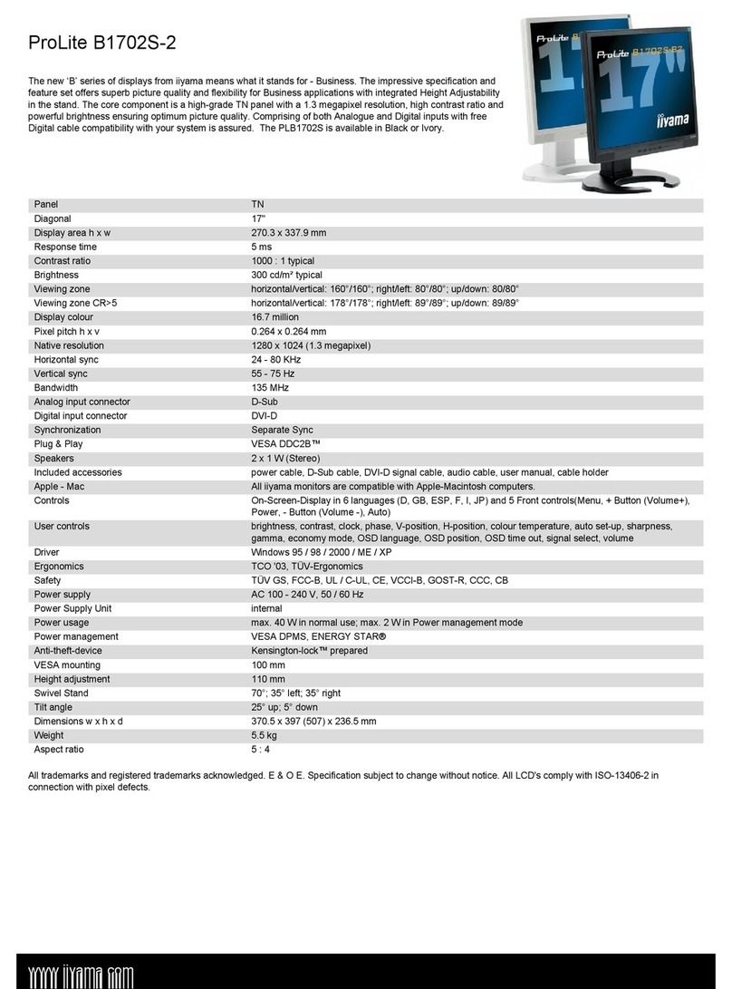 Iiyama Pro Lite B1702S-2 User manual