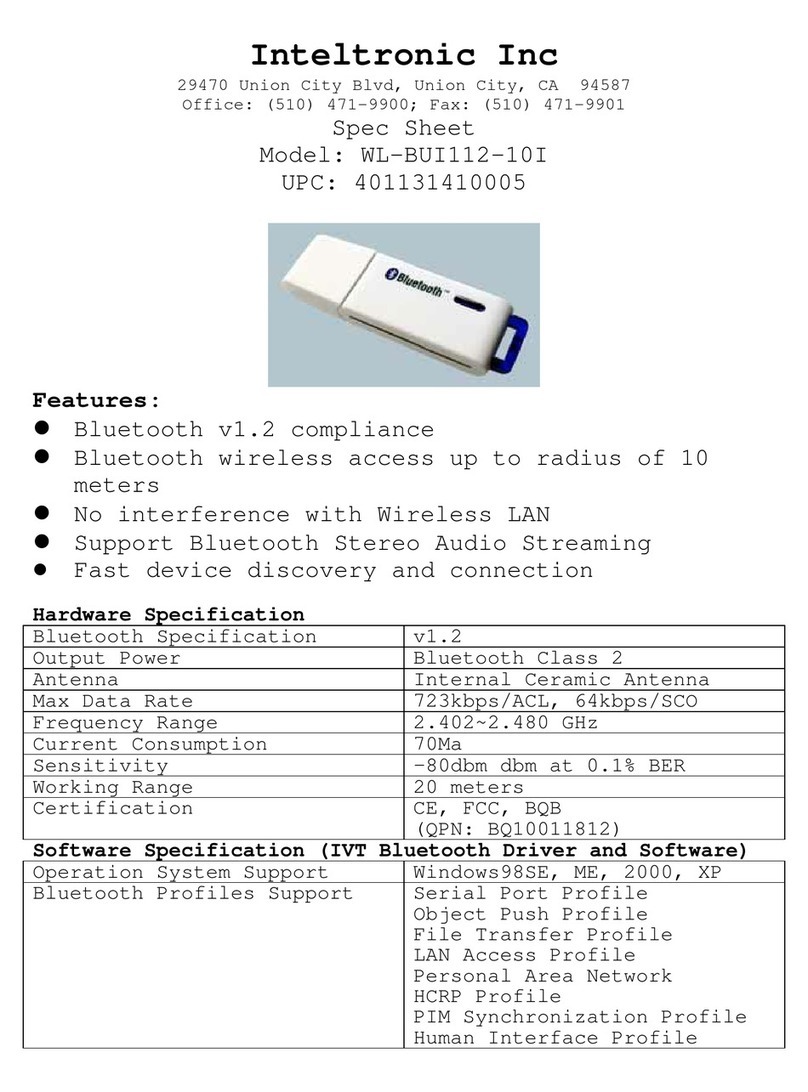 Inteltronic WL-BUI112-10I Spec sheet