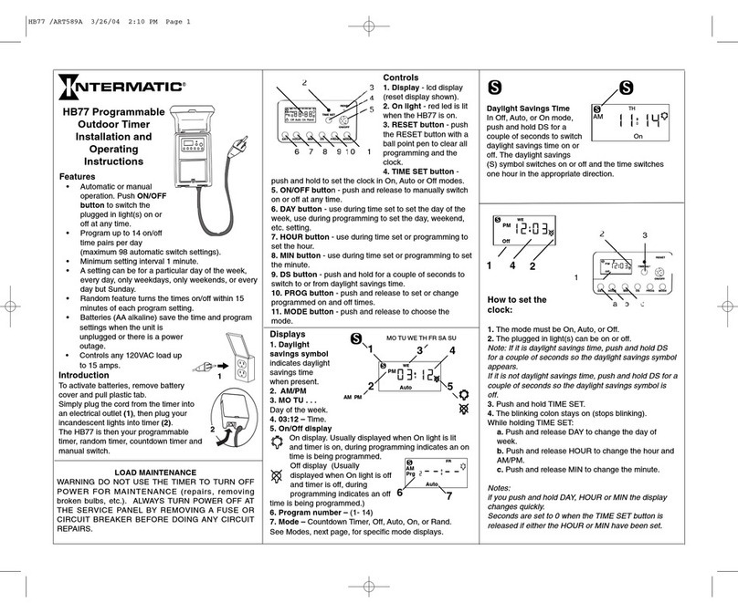 Intermatic HB77 Installation and operating instructions
