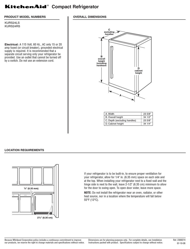 KitchenAid KURS24LSBS - ARCHITECT Series II 5.7 cu. Ft.... Dimension Guide
