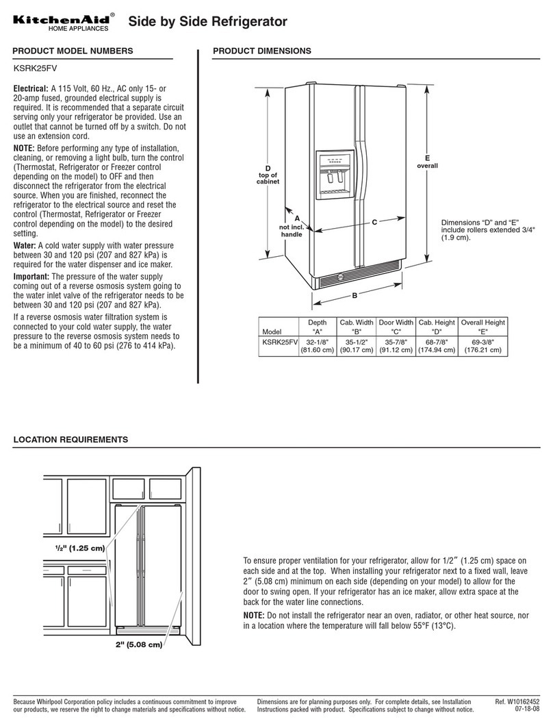 KitchenAid Architect Series II KSRK25FV Dimension Guide