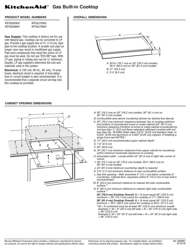 KitchenAid KFGS306V Dimensions