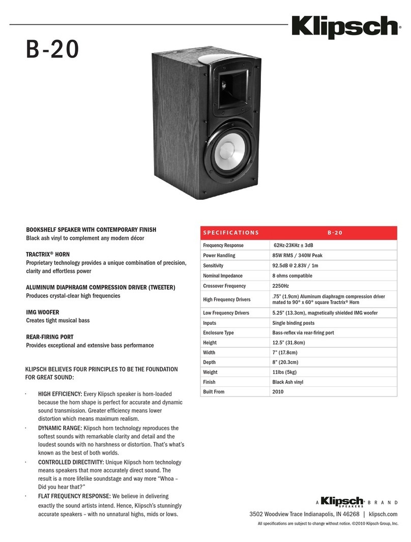 Klipsch Synergy Series B-20 Specifications