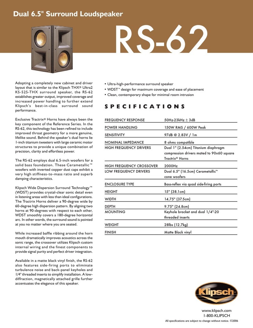 Klipsch Reference Series RS-62 II Specifications