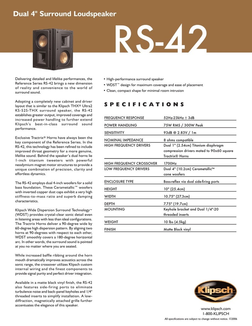 Klipsch Reference Series RS-42 Specifications