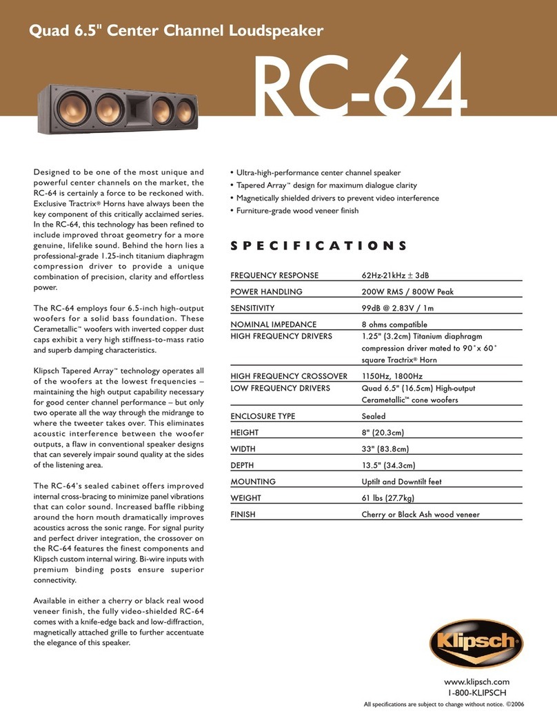 Klipsch Reference RC-64 Specifications