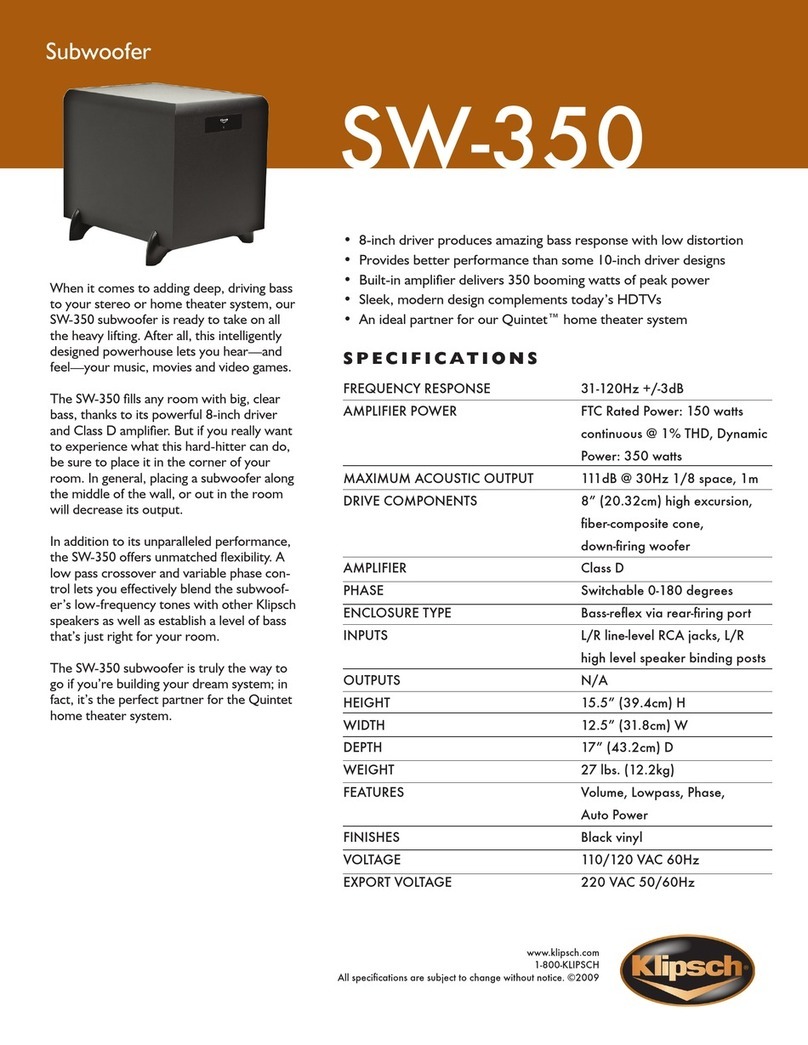 Klipsch SW-350 Specifications