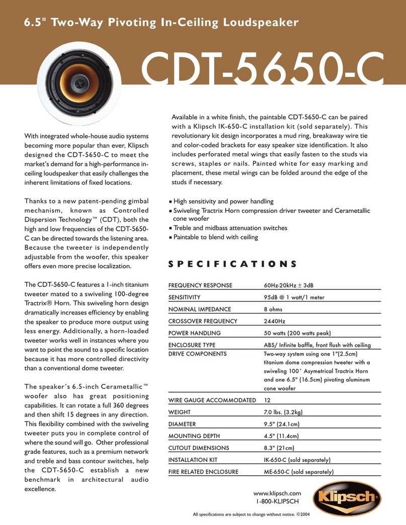Klipsch CDT-5650-C User manual Klipsch CDT-5650-C User manual