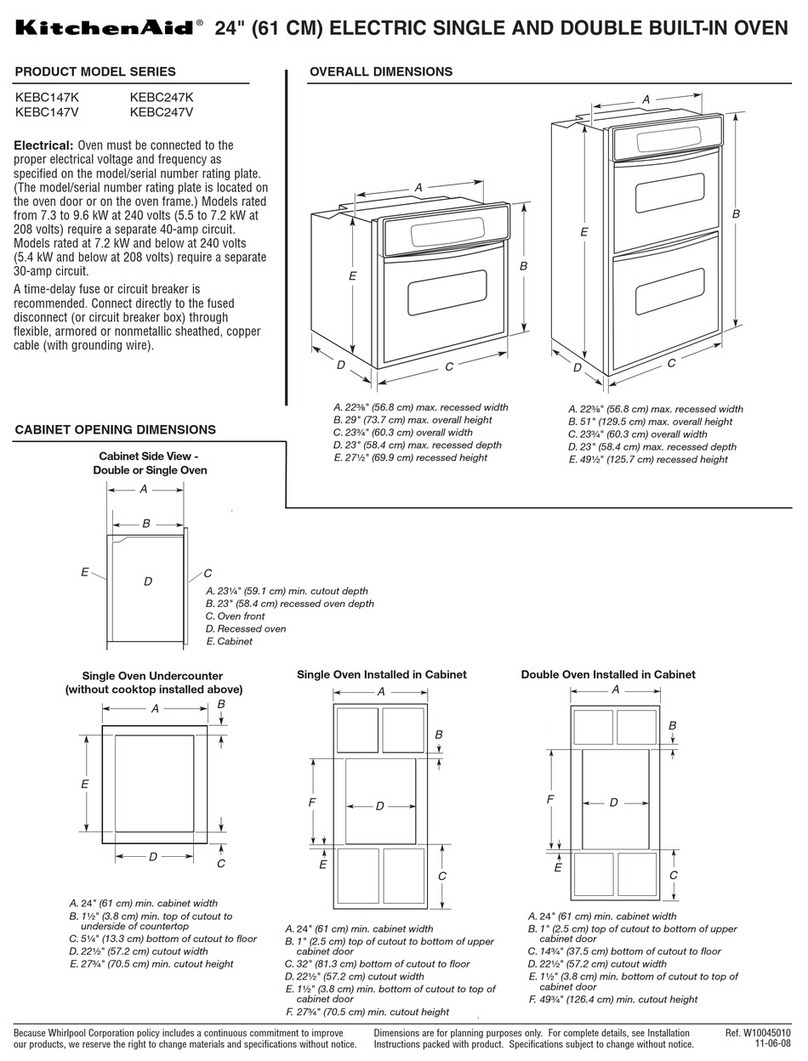 KitchenAid Architect Series II KEBC247V Dimension Guide