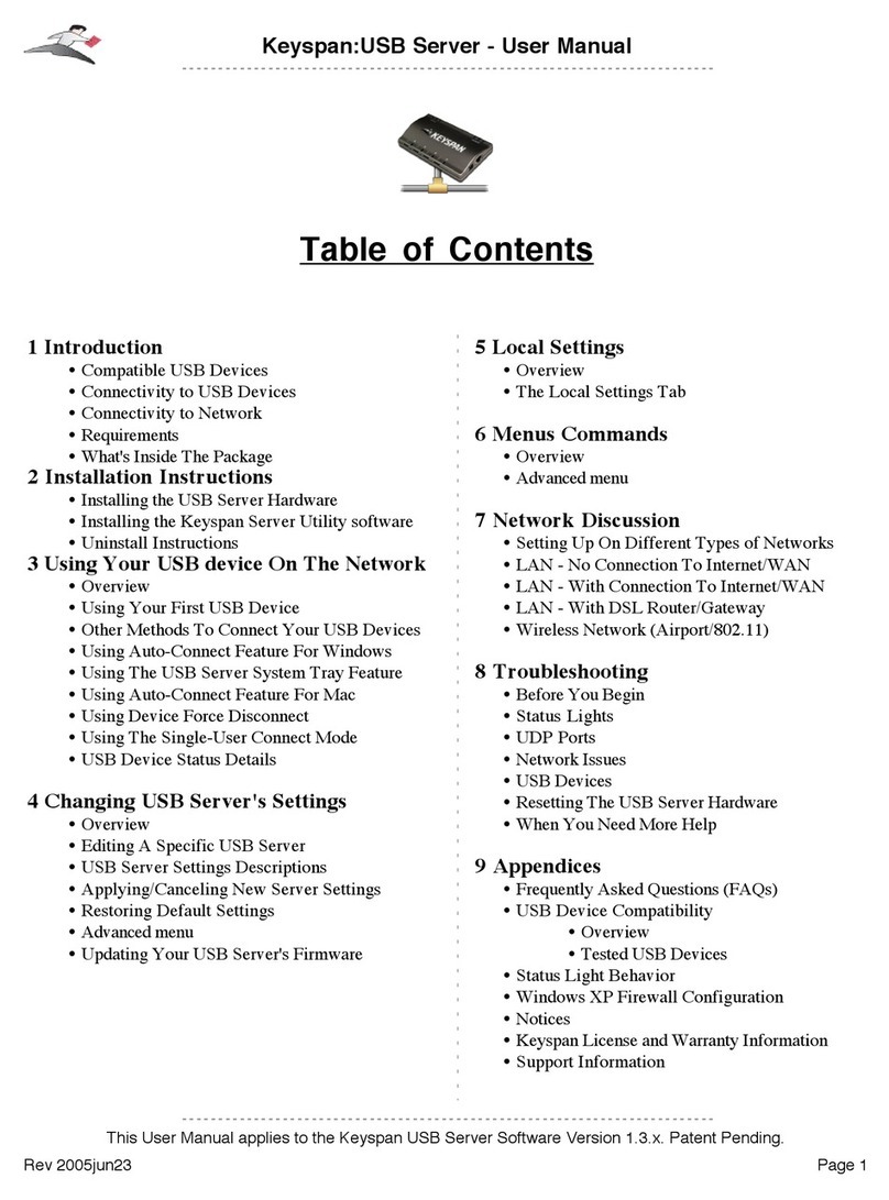 Keyspan USB Server Version 1.3.1 user manual