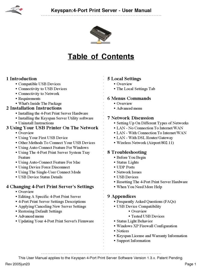 Keyspan 4-Port Print Server 1.3.1 user manual Keyspan 4-Port Print Server 1.3.1 user manual