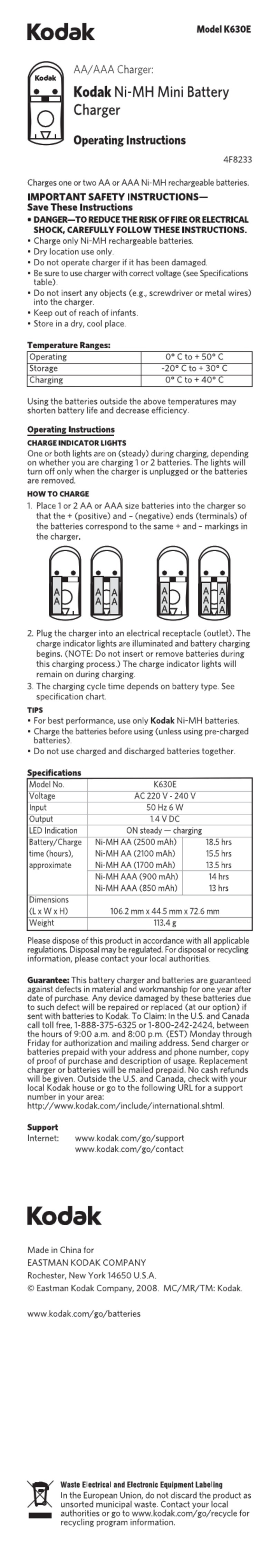 Kodak K630E User manual