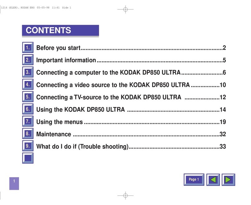 Kodak DP850 - Ultra Digital Projector User manual