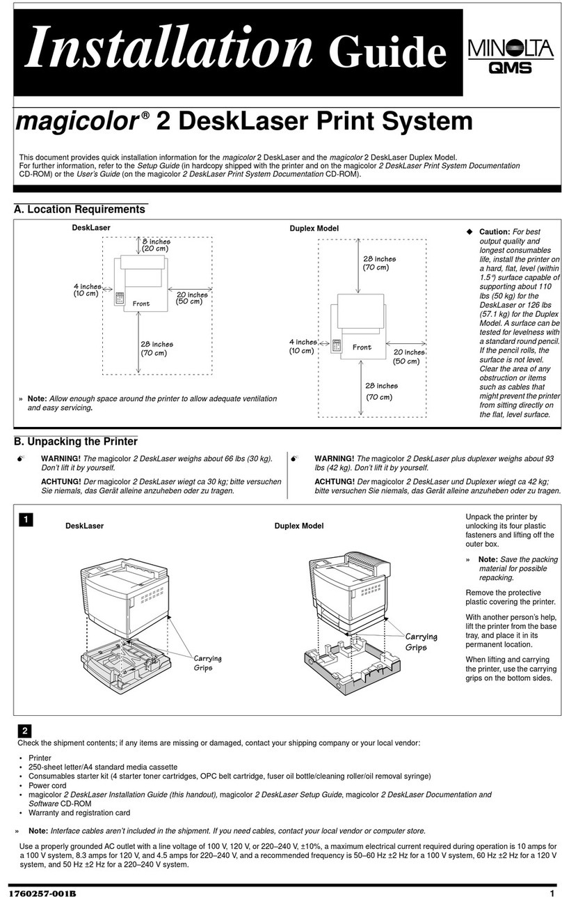 MINOLTA-QMS Magicolor 2 Desklaser User manual