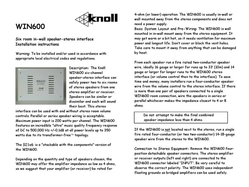 Knoll WIN600 installation instructions