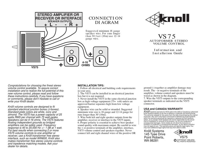 Knoll VS75 installation guide