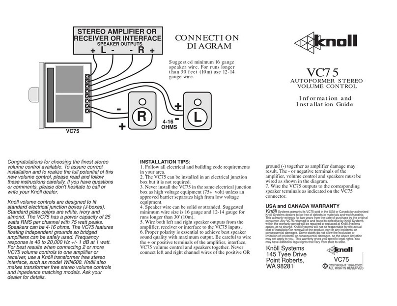 Knoll VC75 User manual