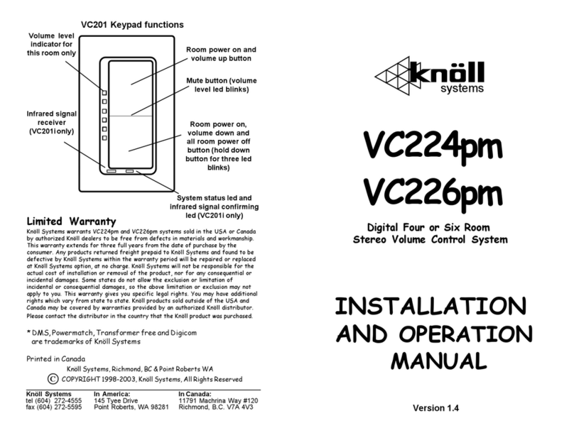 Knoll VC224PM Installation and operation manual
