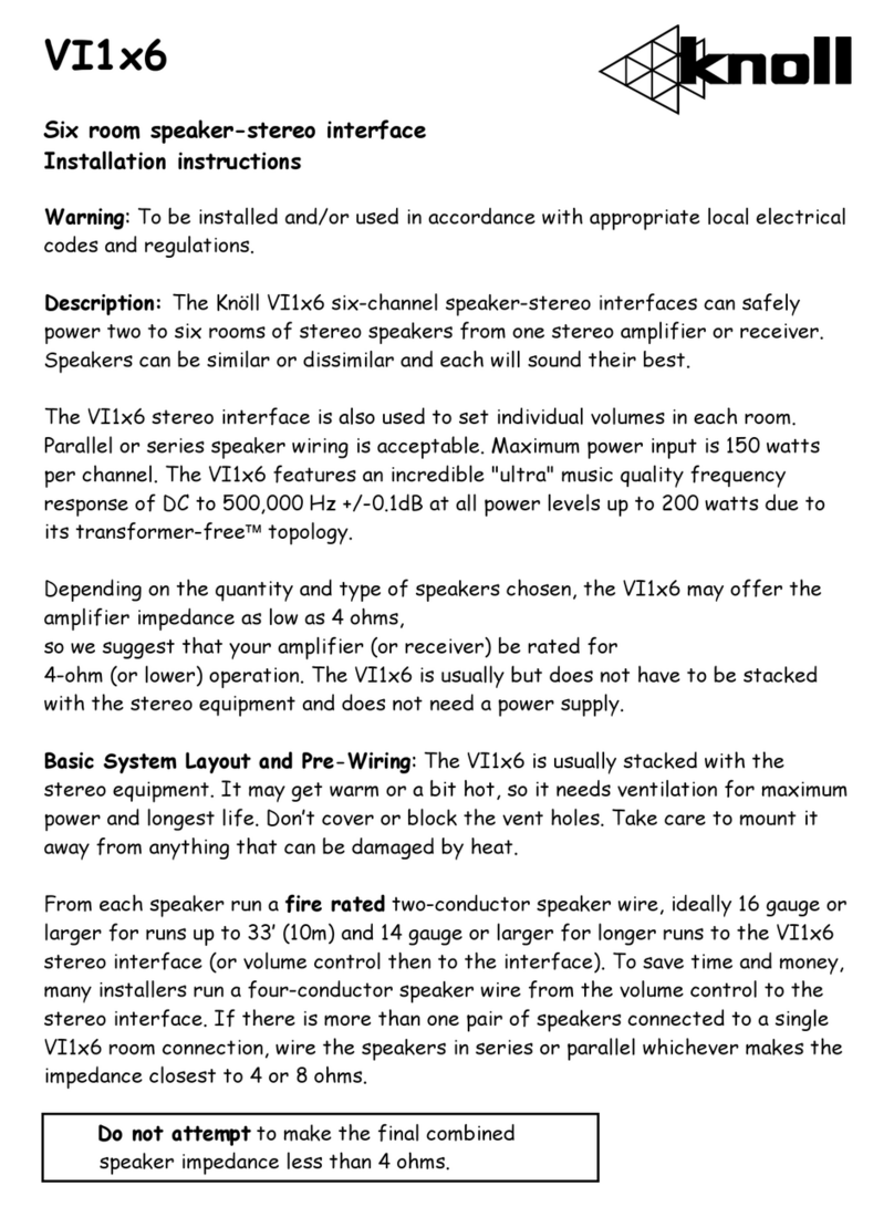 Knoll VI1X6 installation instructions Knoll VI1X6 installation instructions