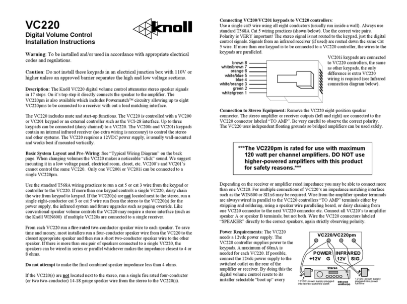 Knoll VC220 installation instructions