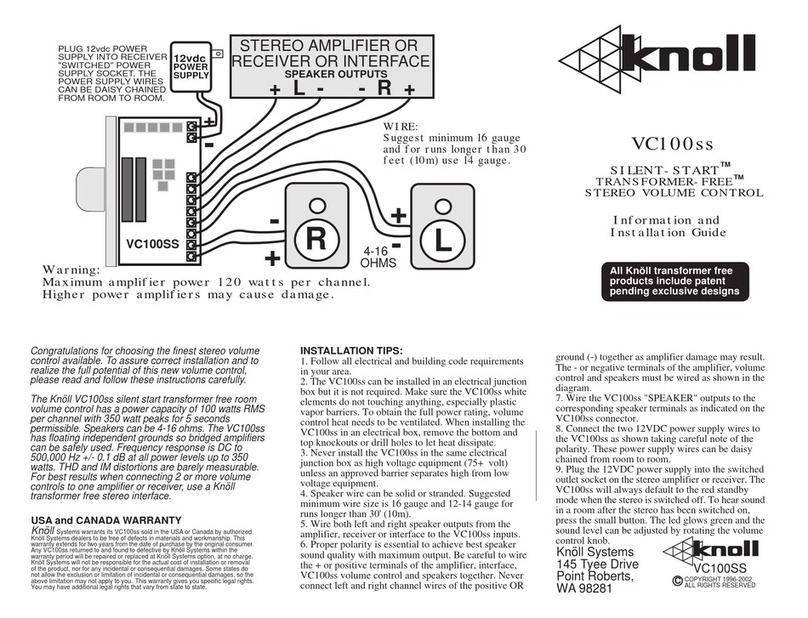 Knoll VC100SS User manual